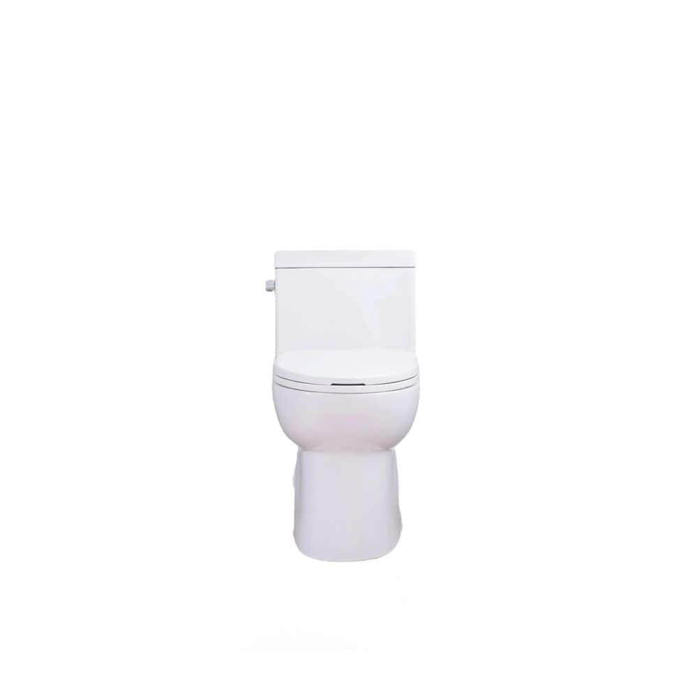 Noble House Berghild 12 in. Rough One-Piece 1.28 GPF Single Flush Elongated Bowl Toilet in Gloss White Seat Included, Side Press (2)