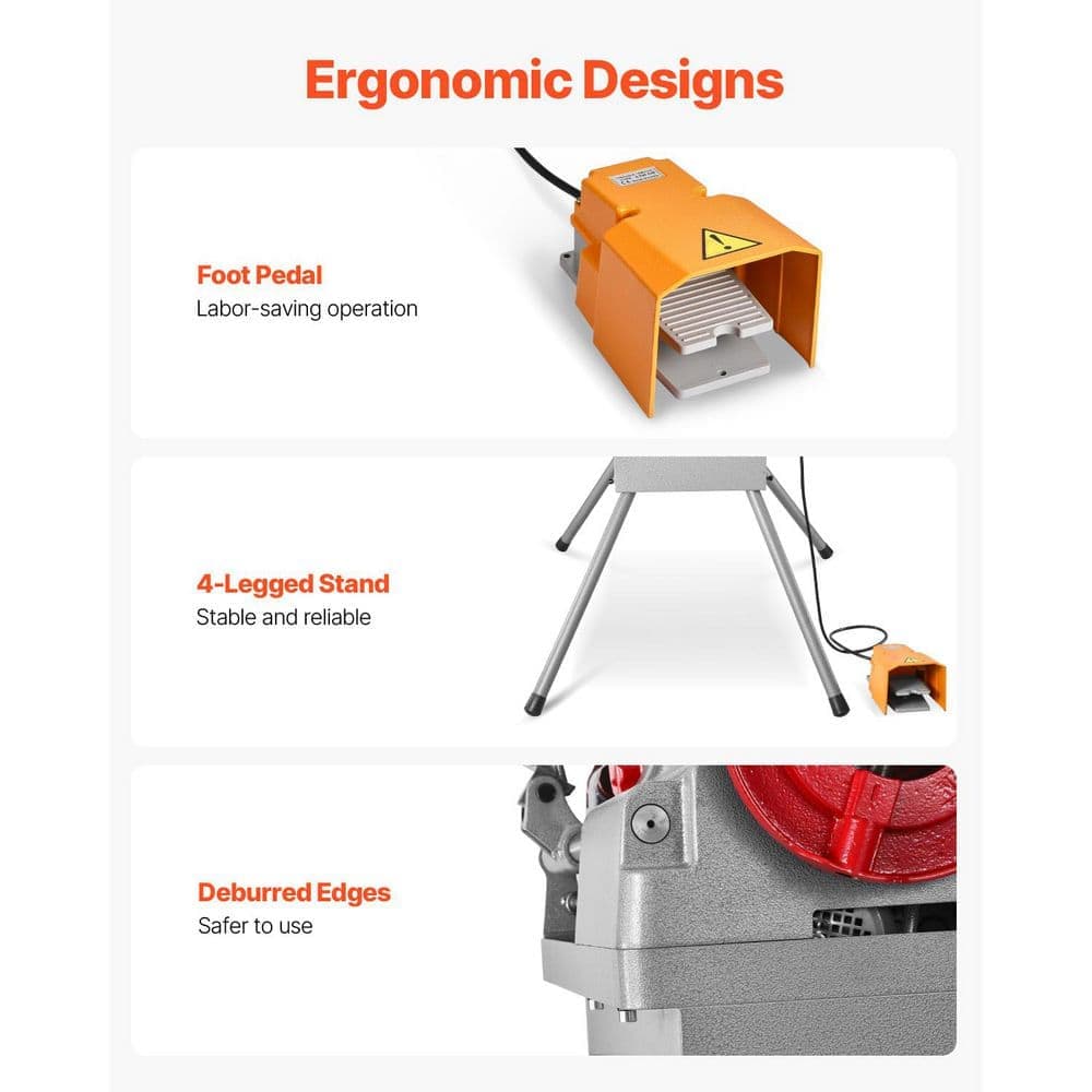 SKYSHALO Electric Pipe Threader Machine, 900W 2-Speed Threading Cutting Machine, 1/2 to 4 in. Pipes Threading Cutter Tool (3)