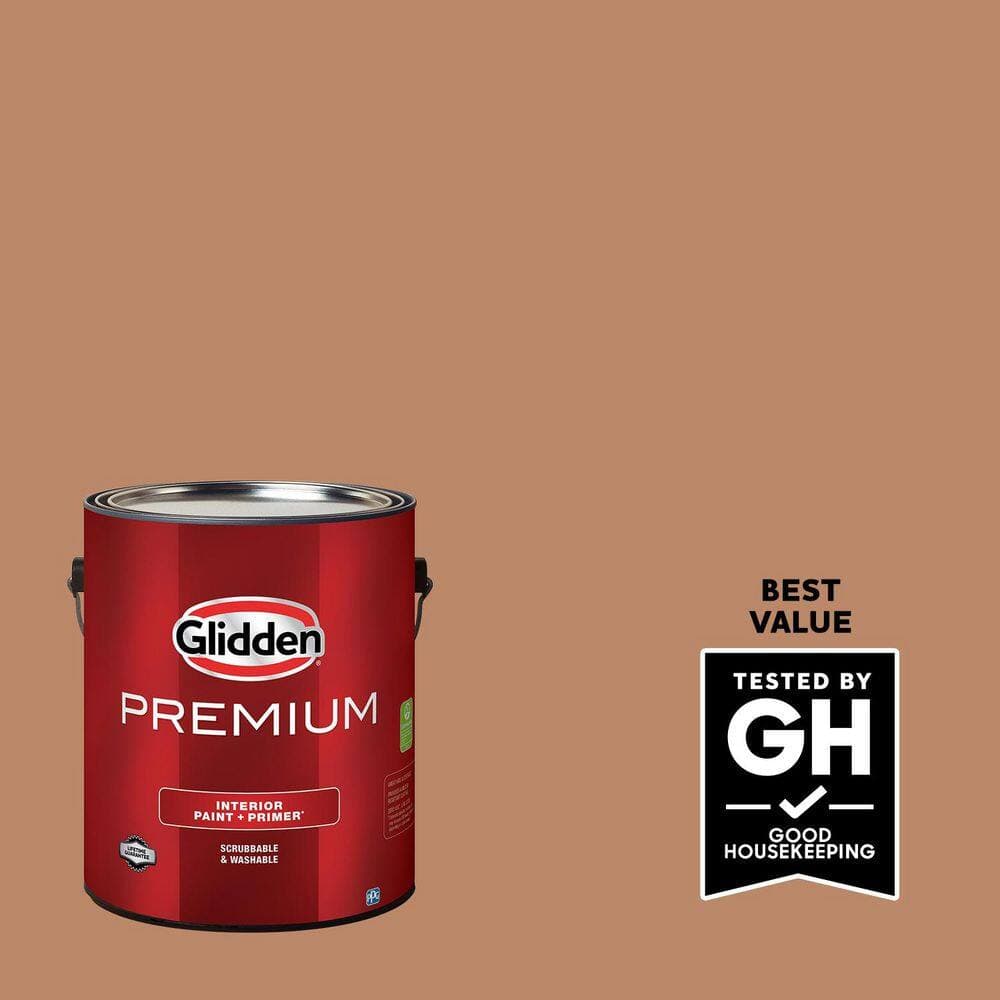 Glidden Premium 1 gal. PPG1069-5 Honey Graham Satin Interior Latex Paint (1)