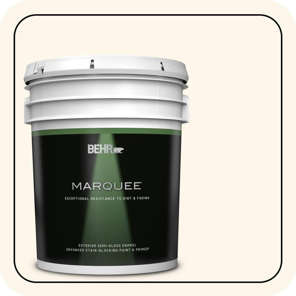 BEHR MARQUEE 5 gal. #PWN-20 Whipping Cream Semi-Gloss Enamel Exterior Paint & Primer
