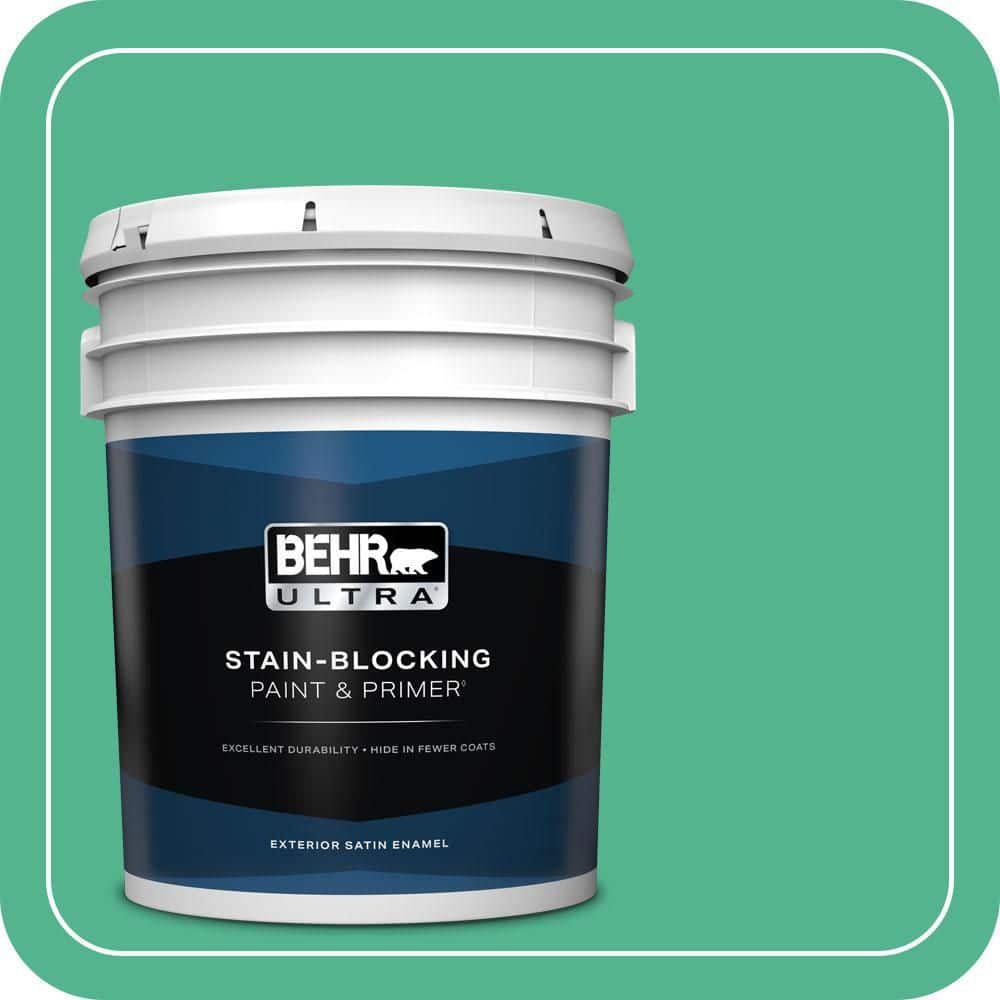 BEHR ULTRA 5 gal. #MQ4-16 Aruba Green Satin Enamel Exterior Paint & Primer