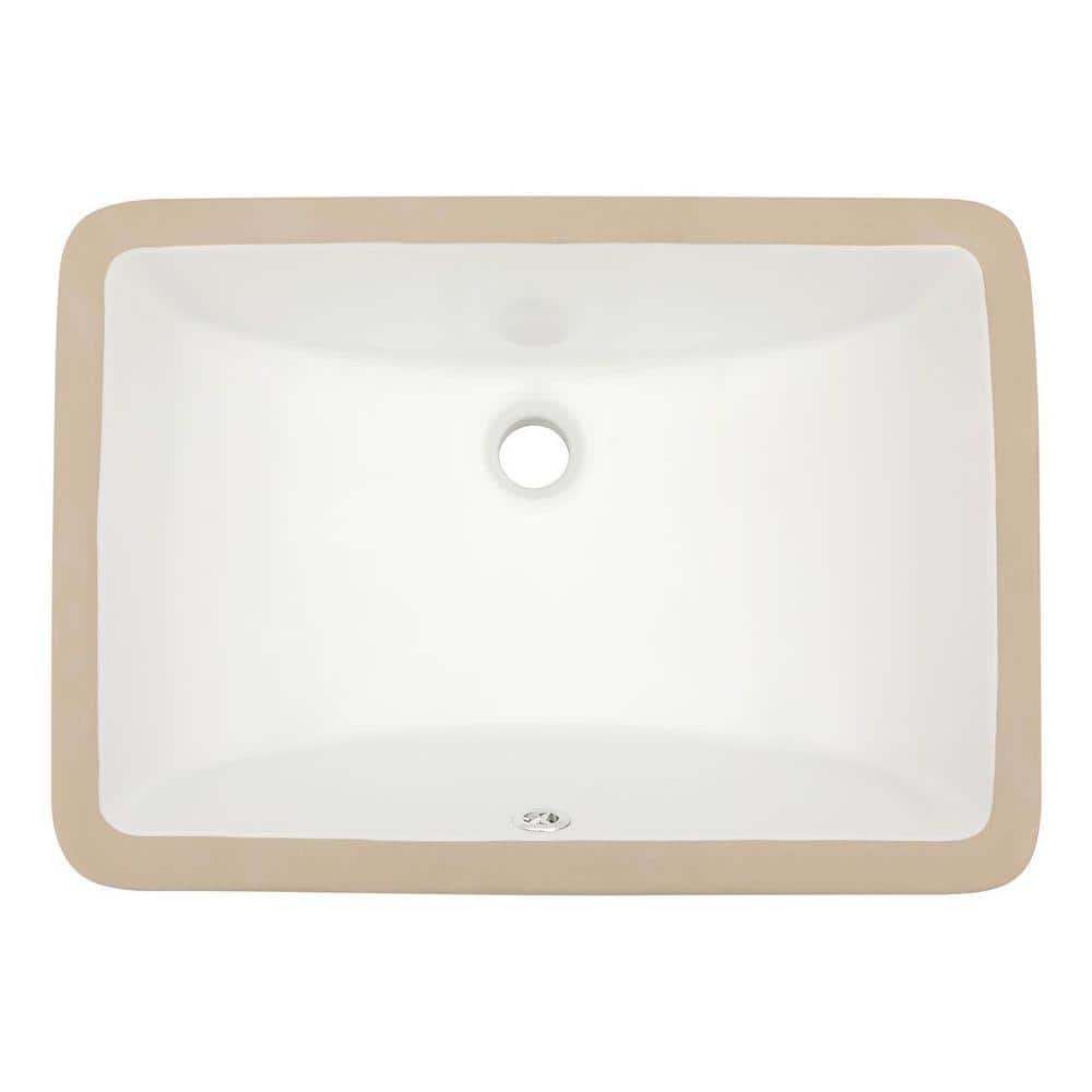 Dcolora 18 in. Undermount Rectangular Bathroom Sink in White Porcelain Ceramic with Overflow, Rectangular Vanity Basin (2)