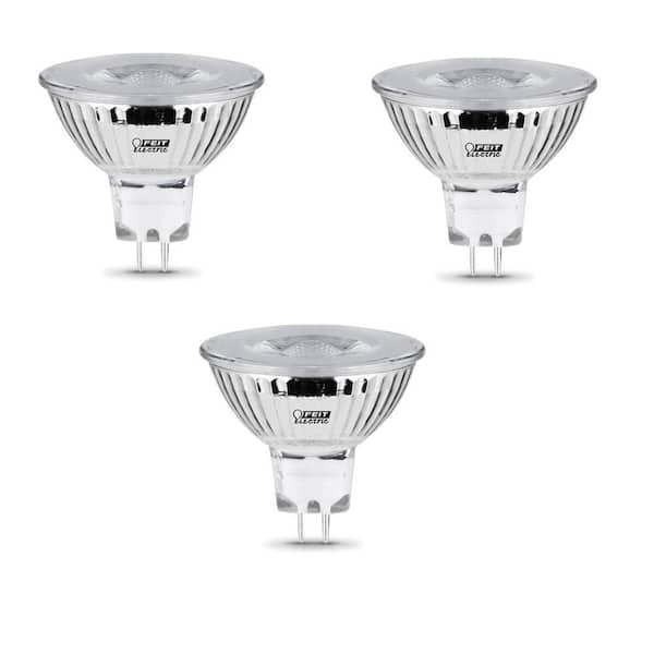 Feit Electric 50-Watt Equivalent MR16 GU5.3 Bi-Pin Dimmable 12-Volt Track Lighting 90+ CRI LED Flood Light Bulb, Daylight (3-Pack)
