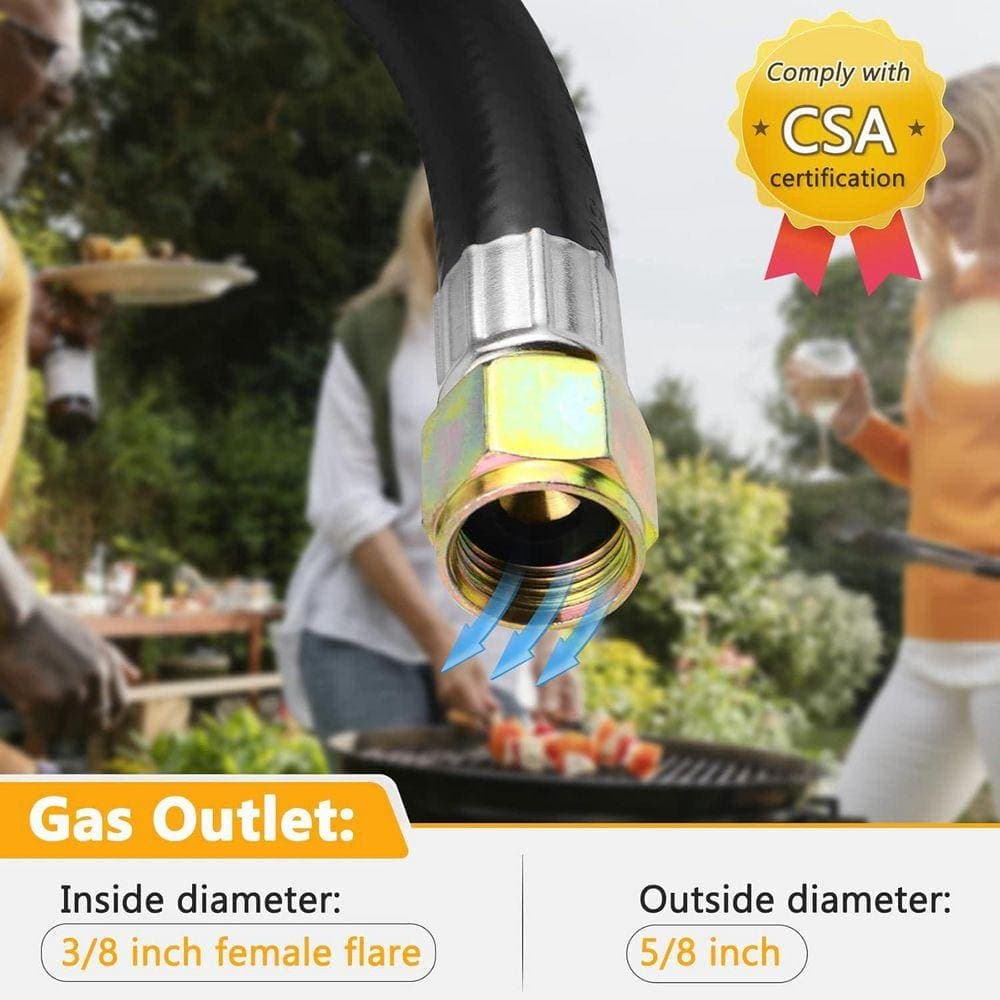 Lukvuzo Two Stage Propane Regulator w/ 5ft Hose & Gauge Standard P.O.L Tank Connection 3/8in Female Flare Fitting CSA Certified (3)