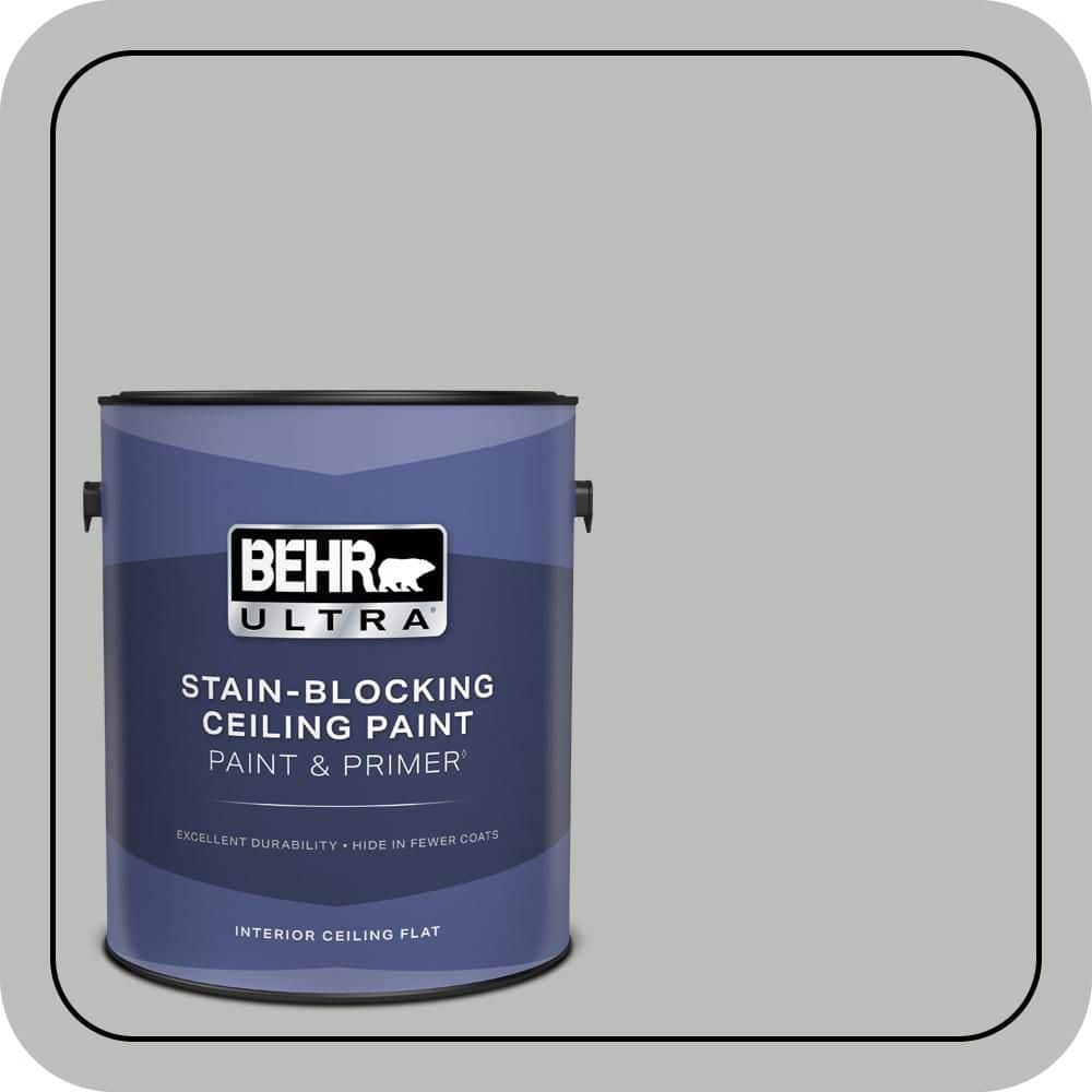 BEHR ULTRA 1 gal. #PPU24-17 Hailstorm Gray Ceiling Flat Interior Paint with Primer (1)