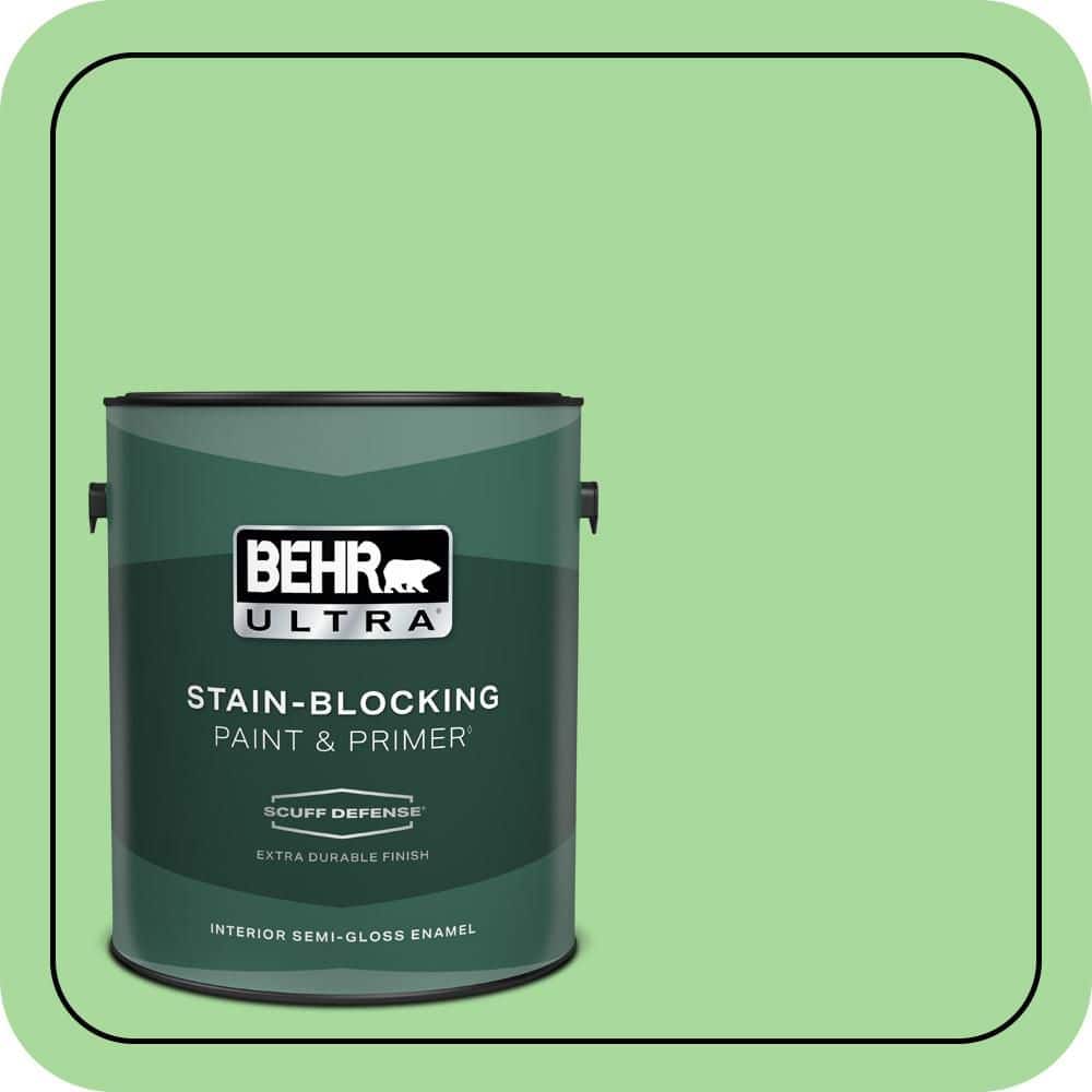 BEHR ULTRA 1 gal. #440B-4 Cool Aloe Extra Durable Semi-Gloss Enamel Interior Paint & Primer