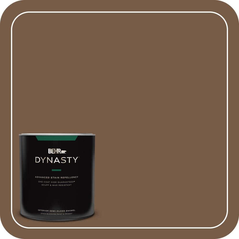 BEHR DYNASTY 1 qt. #N250-7 Mission Brown One-Coat Hide Semi-Gloss Enamel Interior Stain-Blocking Paint and Primer