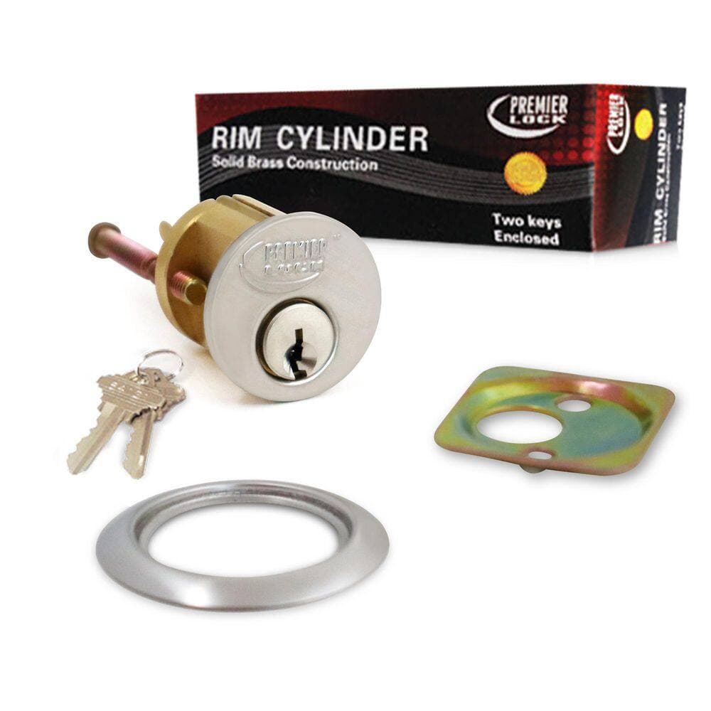 Premier Lock 1-1/8 in. Solid Brass Rim Cylinder with Stainless Steel Finish, SC1 (Pack of 2, Keyed Alike) (2)
