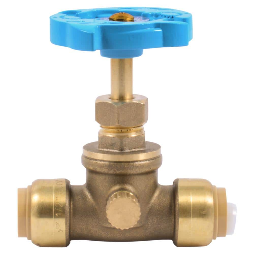 SharkBite 1/2 in. Push-to-Connect Brass Stop Valve with Drain (2)
