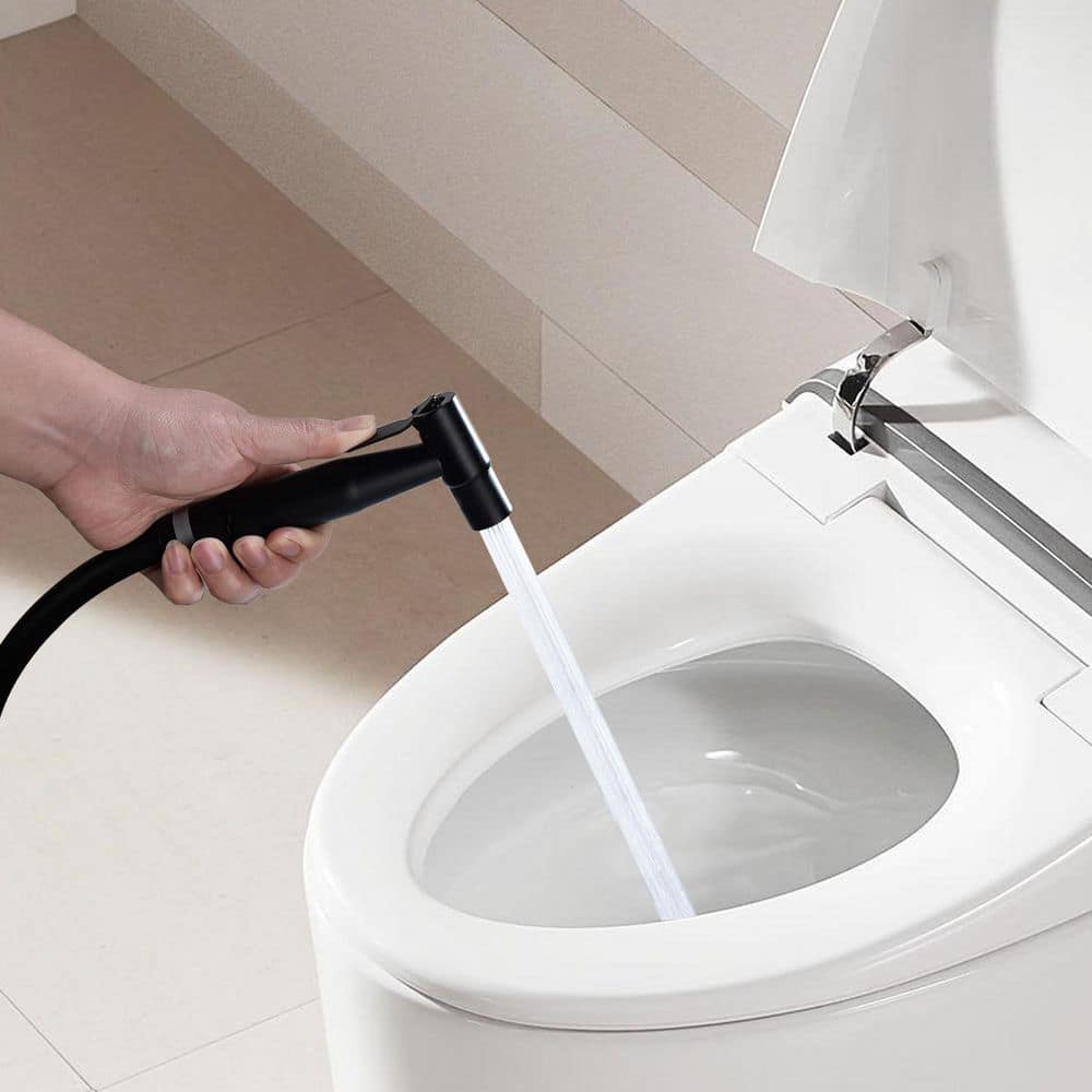 Satico Bidet Sprayer Bidet Attachment with Sprayer Holder, T-valve and Flexible Hose Included in Matte Black (2)