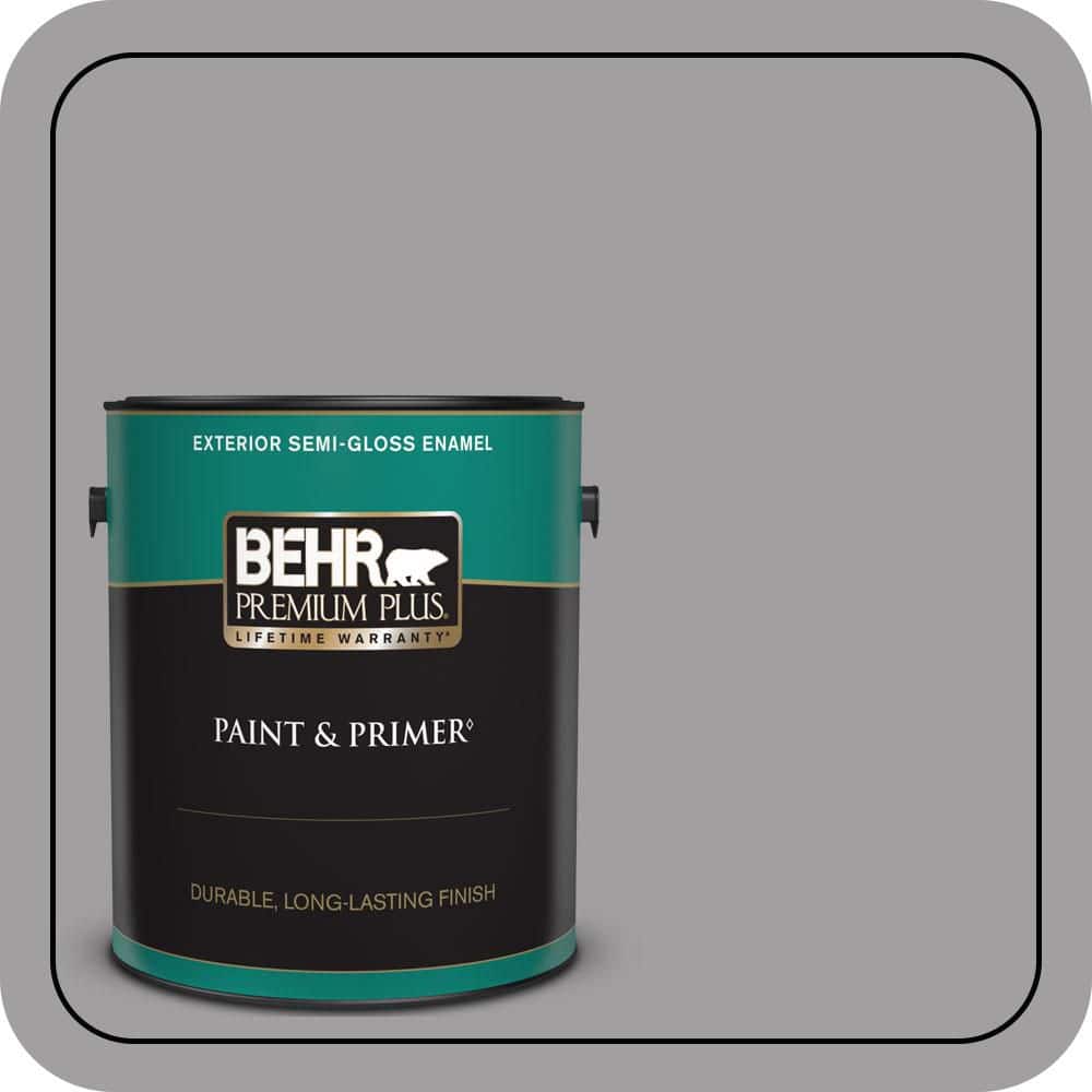 BEHR PREMIUM PLUS 1 gal. #T11-1 Grayve Yard Semi-Gloss Enamel Exterior Paint & Primer