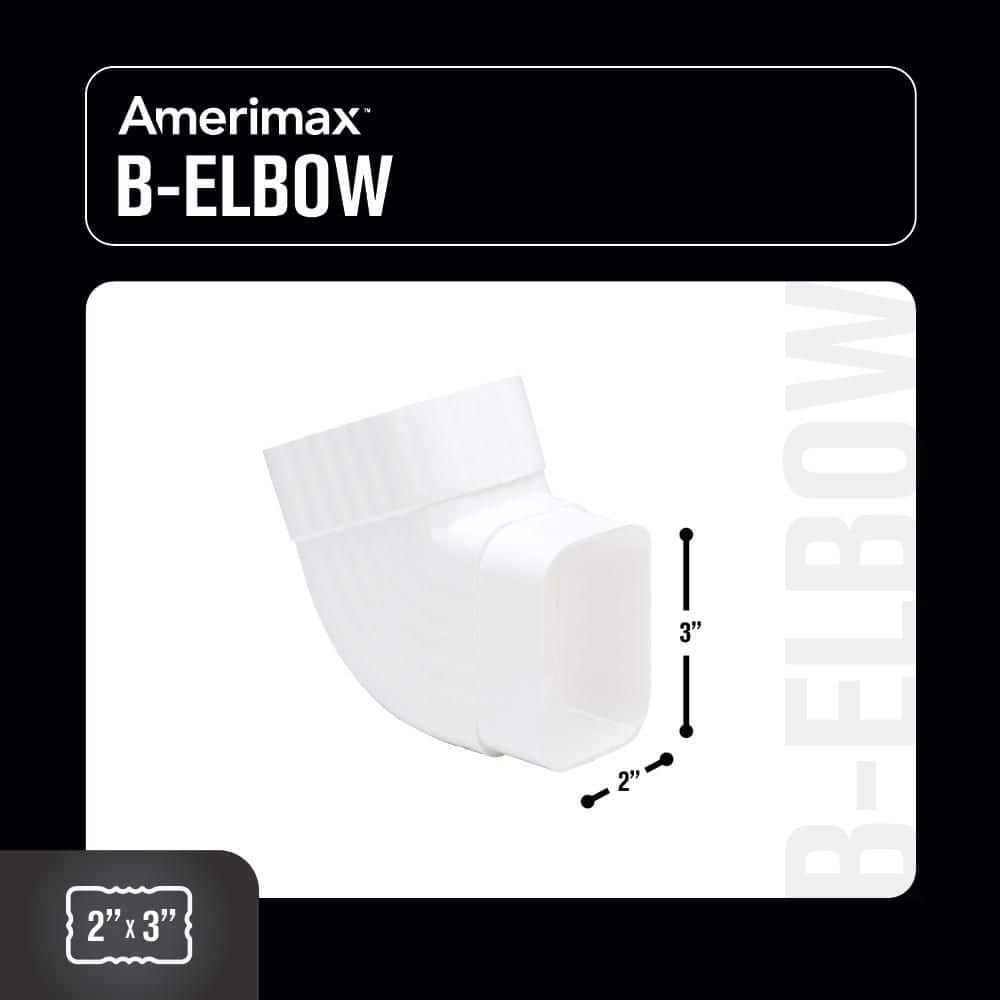 Amerimax Home Products 2 in. x 3 in. White Vinyl Downspout B-Elbow (4)