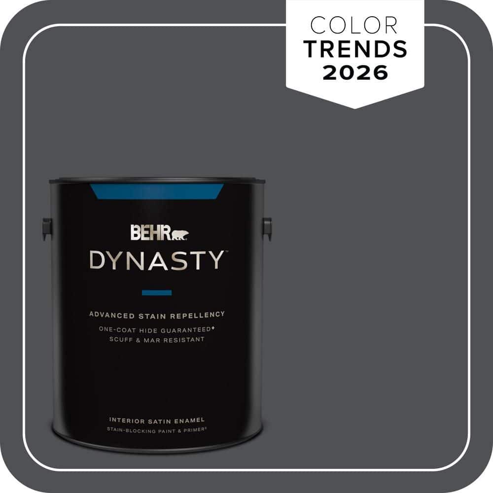 BEHR DYNASTY 1 gal. #PPU18-01 Cracked Pepper One-Coat Hide Satin Enamel Interior Stain-Blocking Paint and Primer