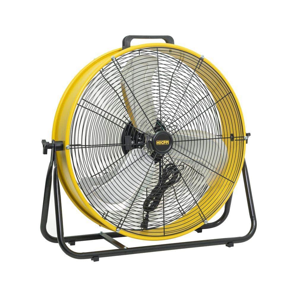 WOCK HICFM 24 in. Yellow 8300 CFM High Velocity Industrial Drum Fan with 3-Speed, 1/3 HP Powerful Motor for Warehouse, Garage (1)