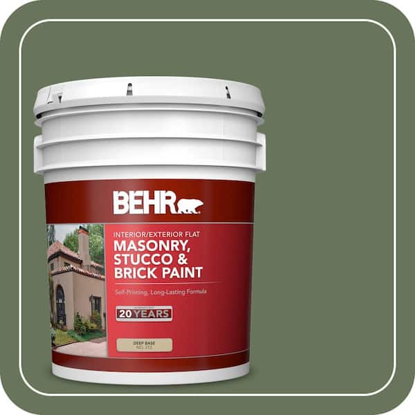 BEHR 5 gal. #PPU10-01 Scallion Flat Interior/Exterior Masonry, Stucco and Brick Paint (2)