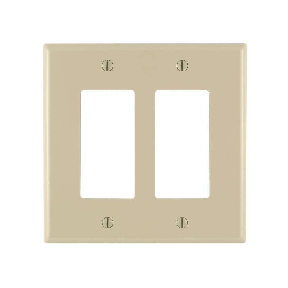 Leviton 2-Gang Ivory Decora/Rocker Nylon Midway/Midsize Wall Plate (1-Pack) PJ262-I