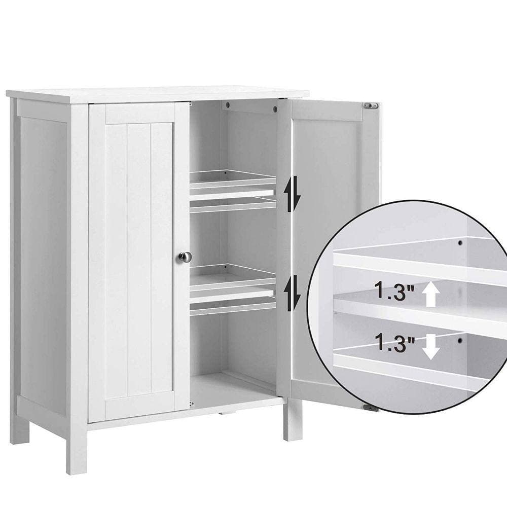Unbranded 23.6 in. W x 11.8 in. D x 31.5 in. H White Freestanding Bathroom Linen Cabinet with Adjustable Shelf and Double Door (3)
