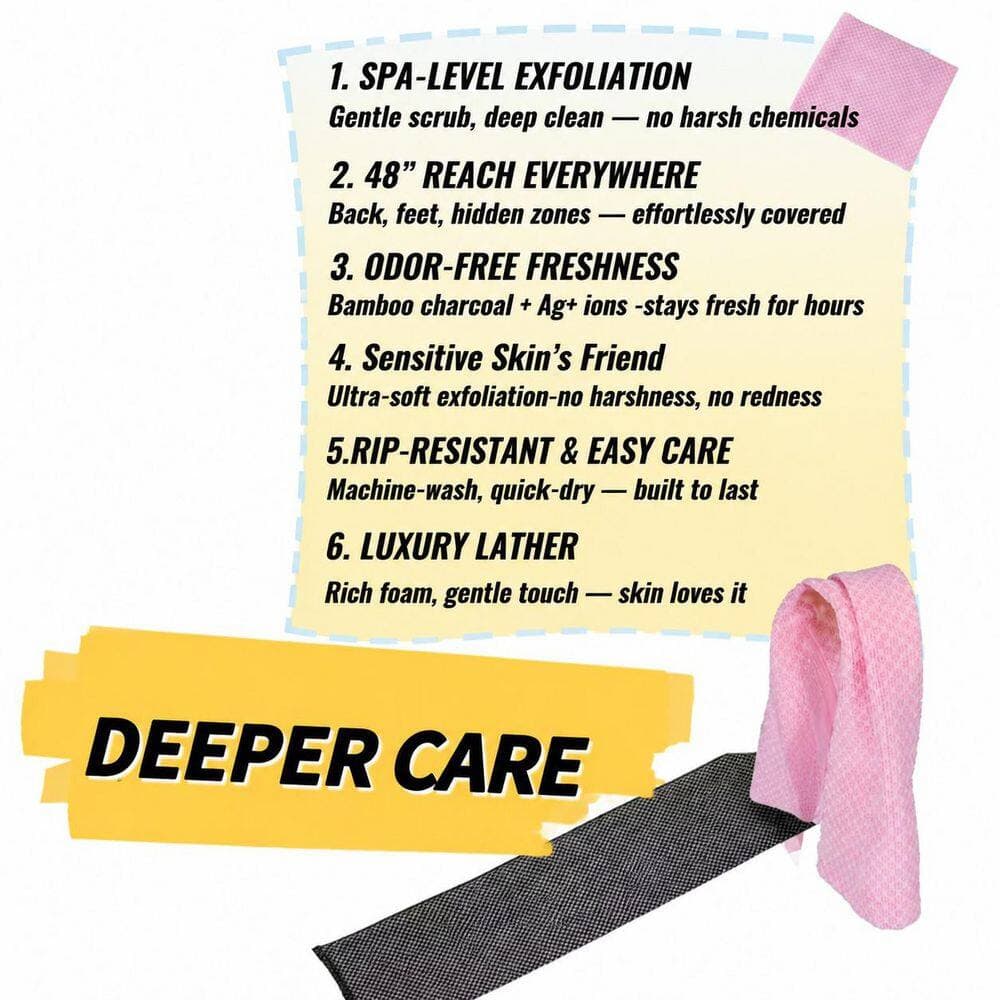 LAIFUCAM Pink Bath Exfoliating Towel with Hexagon Woven Carbon Fibers and Silver Ions for Sensitive or Oily Skin (2)