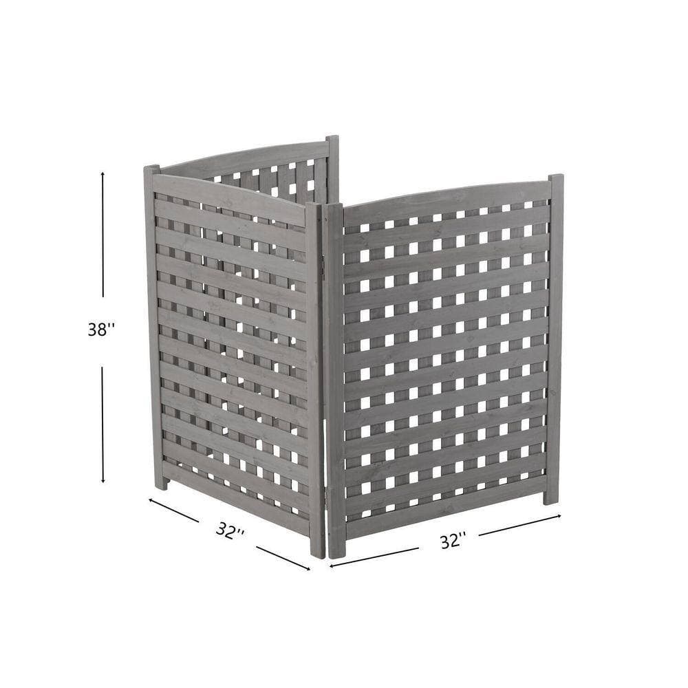 cenadinz 3-Panel Privacy Fence Screen Grey Mesh Fabric for Air Conditioner Fence-Square Grid (2)