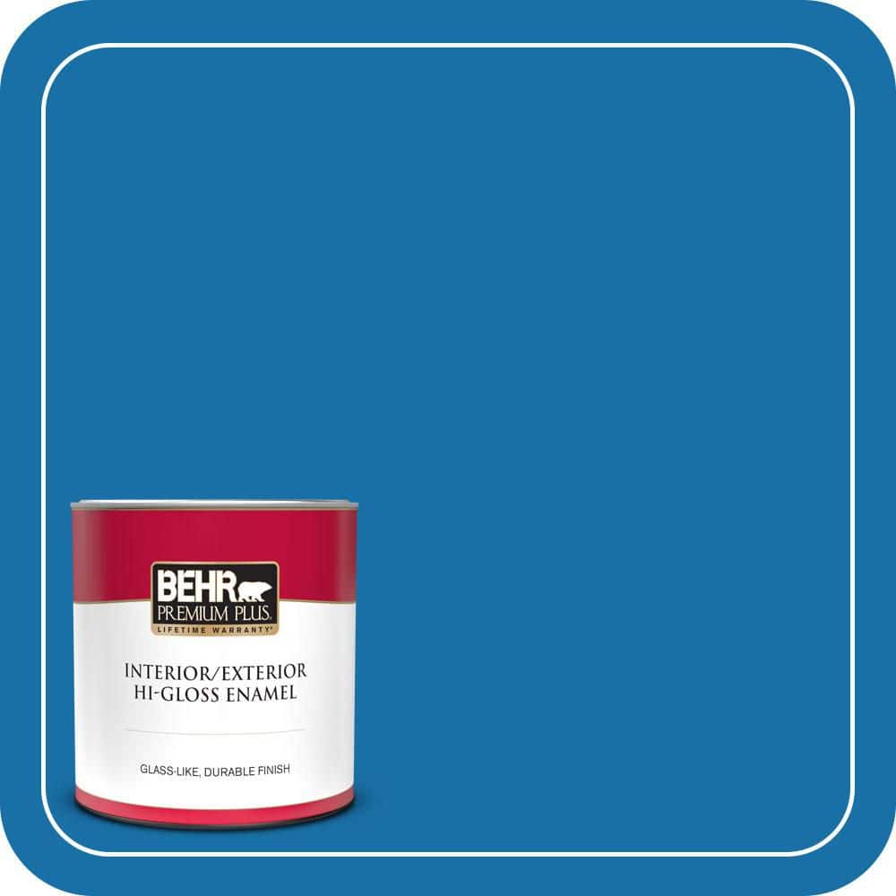 BEHR PREMIUM PLUS 1 qt. #560B-7 Cerulean Hi-Gloss Enamel Interior/Exterior Paint & Primer (1)