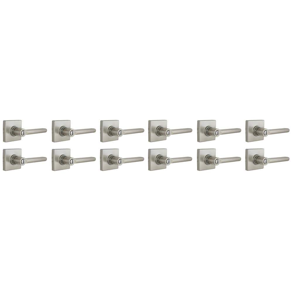 Defiant Tonebridge Satin Nickel Bed/Bath Door Lever with Square Rose 12-Pack