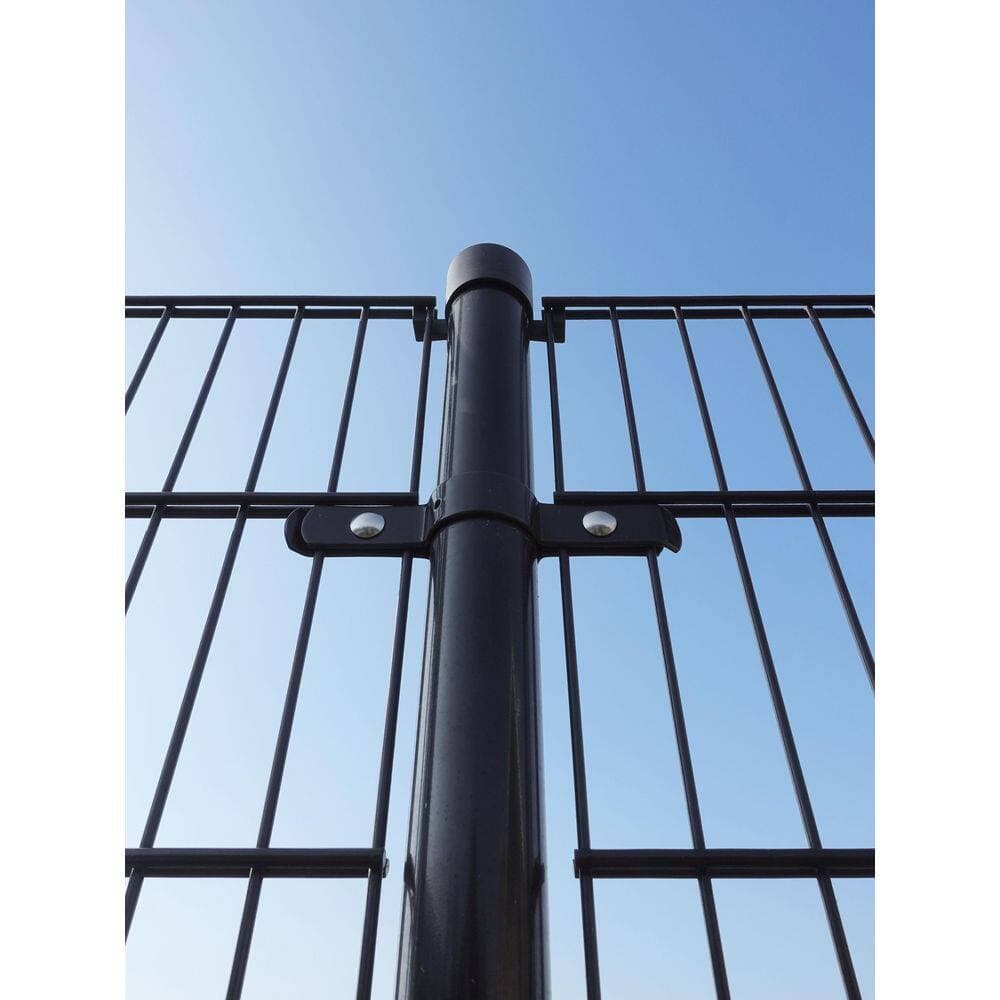 TARTER Round 2-3/8 in. x 2-3/8 in. x 6'7 ft. Poly Cap Inline Fence Black Steel Post (1-Pack) (2)