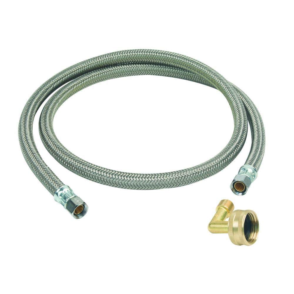 BrassCraft Braided Polymer Dishwasher Supply Line with 3/4 in. Garden Hose Elbow (1)