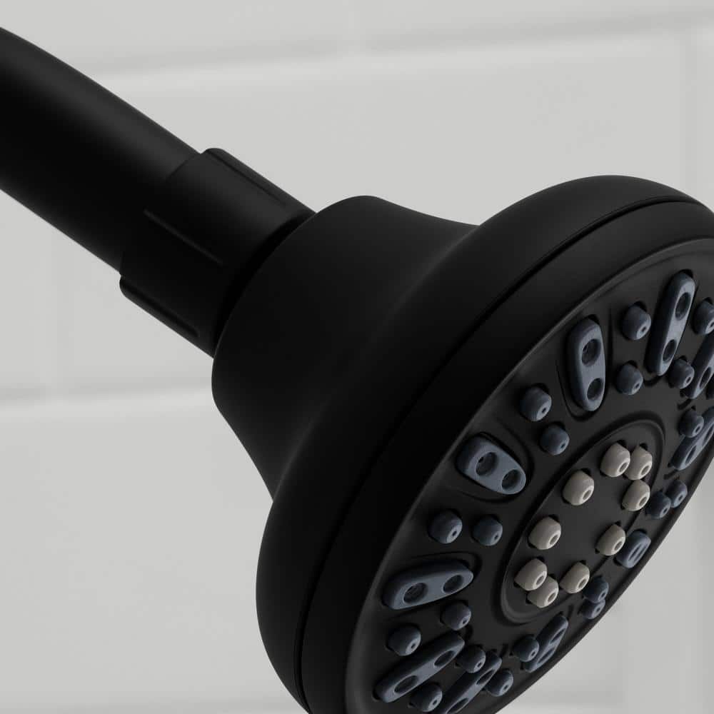 Glacier Bay 4-Spray Patterns with 1.8 GPM 3.5 in. Tub Wall Mount Single Fixed Shower Head in Matte Black (4)