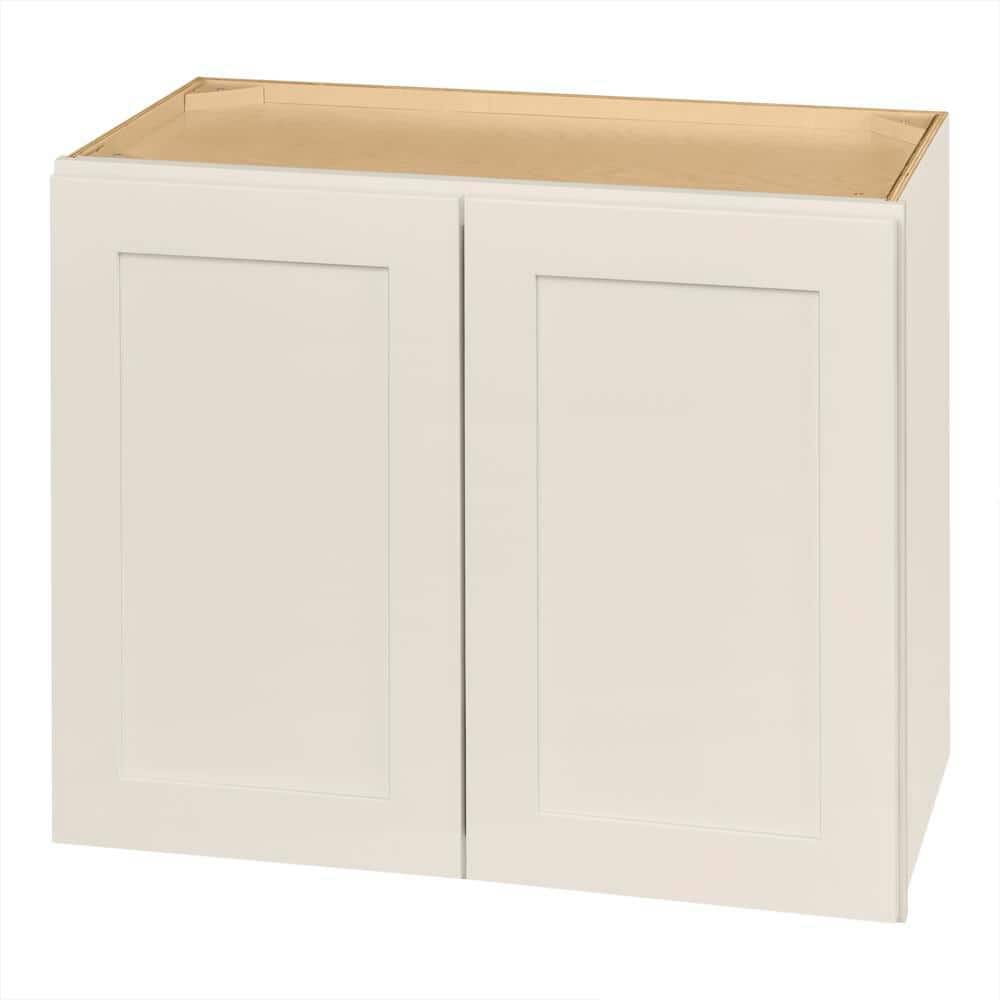 Hampton Bay Avondale 30 in. W x 15 in. D x 24 in. H Ready to Assemble Plywood Shaker Wall Bridge Kitchen Cabinet in Antique White