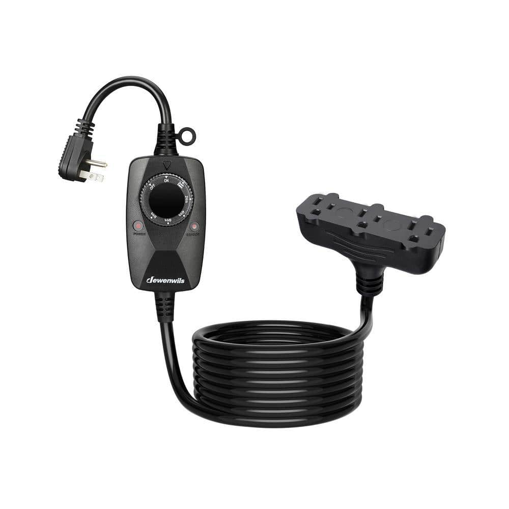 DEWENWILS Outdoor Light Timer with 12 ft. Extension Cord, Weatherproof Photocell Timer with 3-Grounded Outlets for Holiday (1)