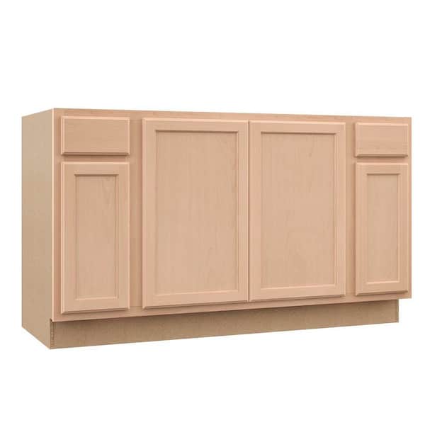 Hampton Bay Recessed Panel 60 in. W x 24 in. D x 34.5 in. H Assembled Sink Base Kitchen Cabinet in Unfinished (2)