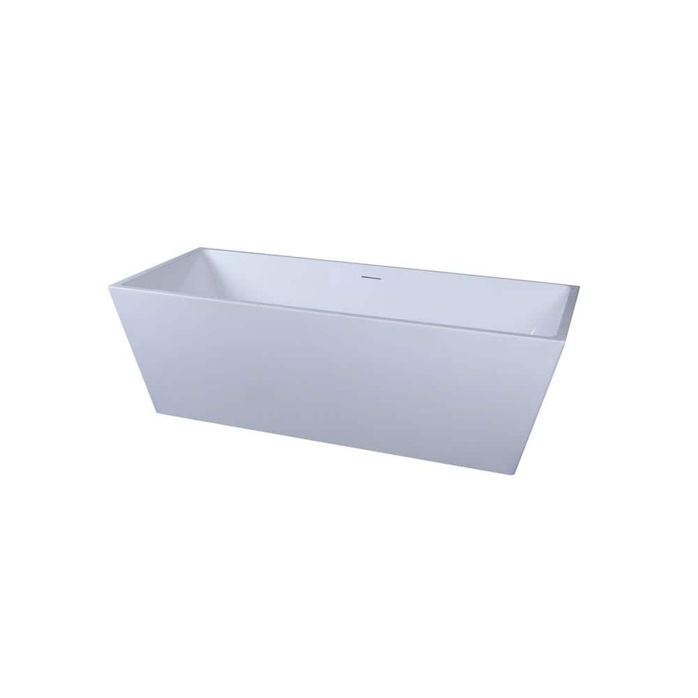Unbranded Timeless Home 72 in. x 31 in. Soaking Bathtub with Center Drain in Glossy White (3)