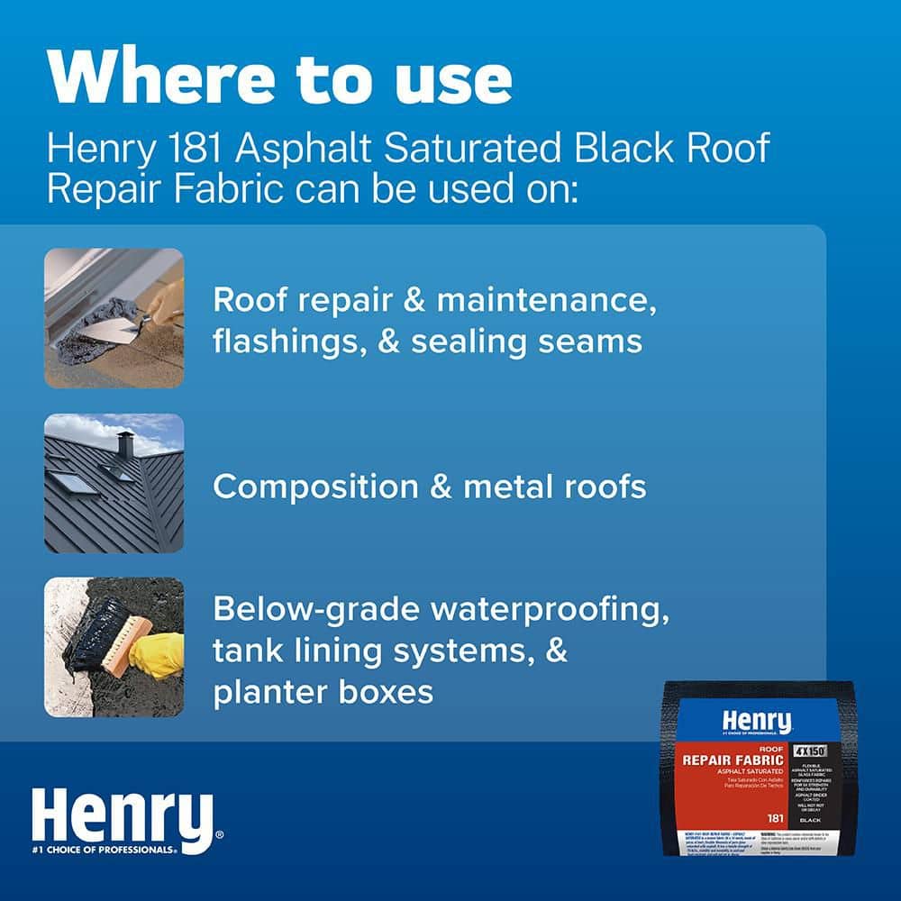 Henry 181 Asphalt Saturated Black Roof Repair Fabric 150 ft. (3)