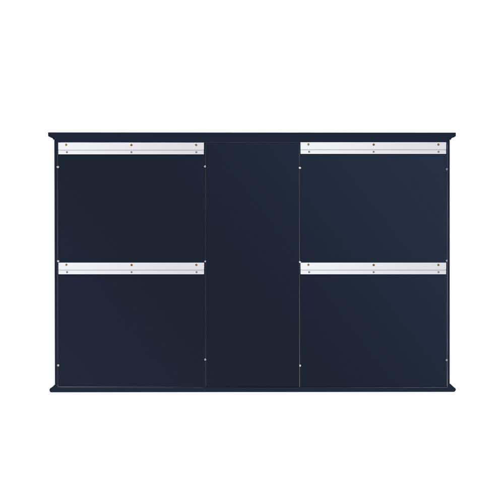 WELLFOR 55 in. W 35 in. H Wood Surface Mount Medicine Cabinet with Mirror and Shelves,2 Soft Close Doors (3)