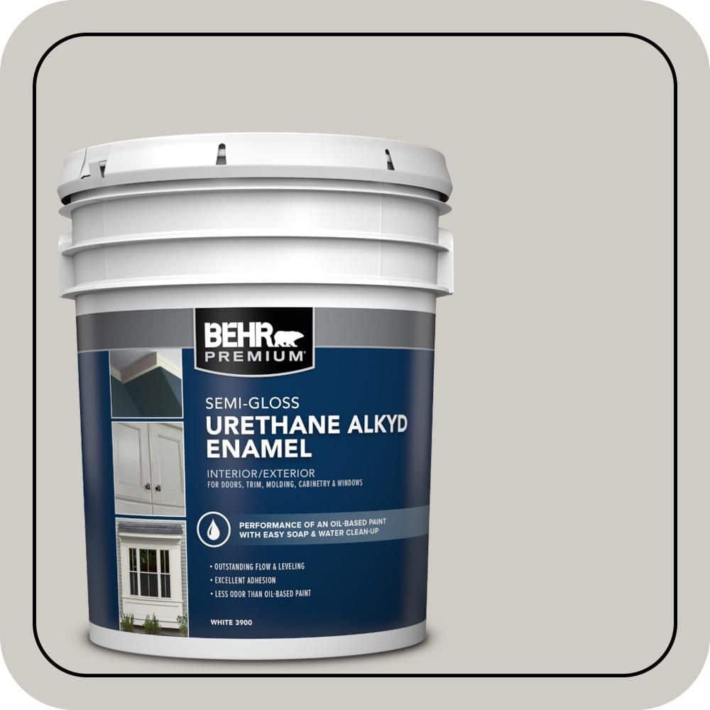 BEHR PREMIUM 5 gal. #PPU26-10 Chic Gray Urethane Alkyd Semi-Gloss Enamel Interior/Exterior Paint
