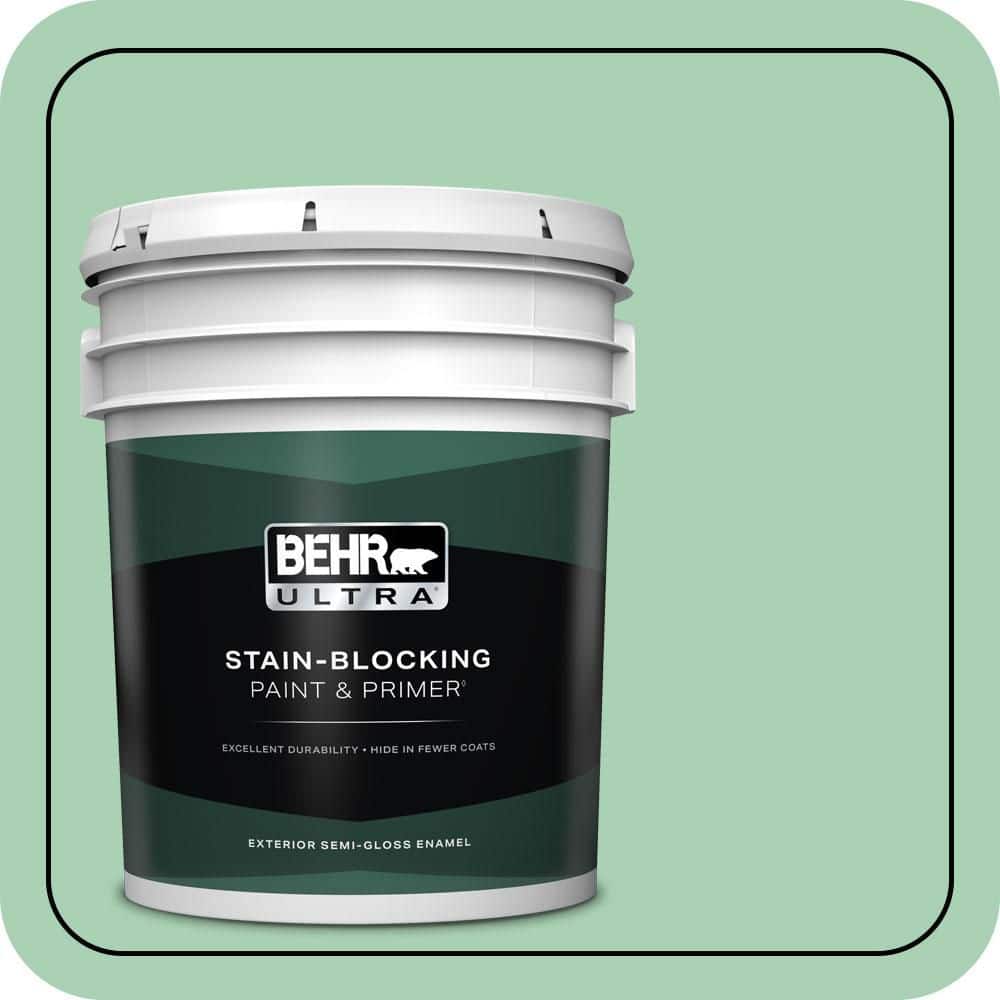 BEHR ULTRA 5 gal. #460D-4 Aloe Essence Semi-Gloss Enamel Exterior Paint & Primer