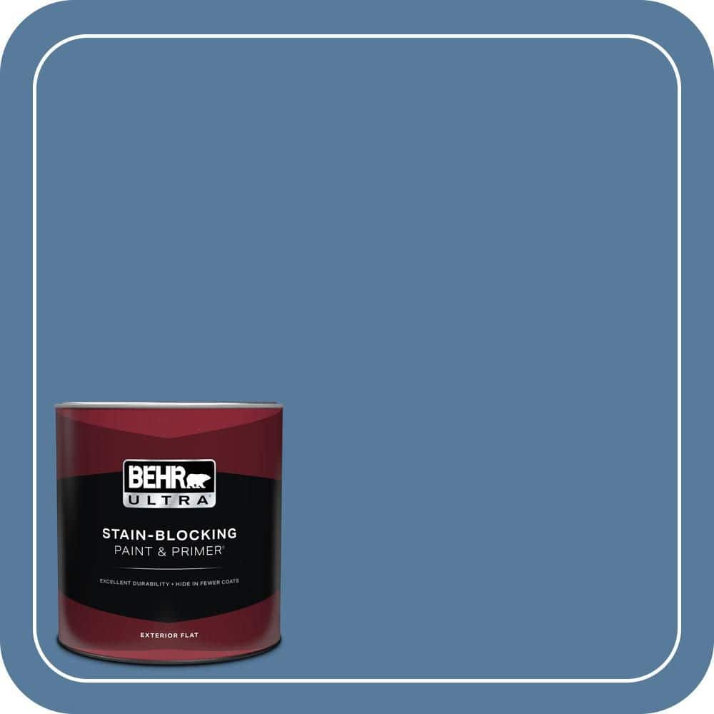 BEHR ULTRA 1 qt. #PPU14-02 Glass Sapphire Flat Exterior Paint & Primer