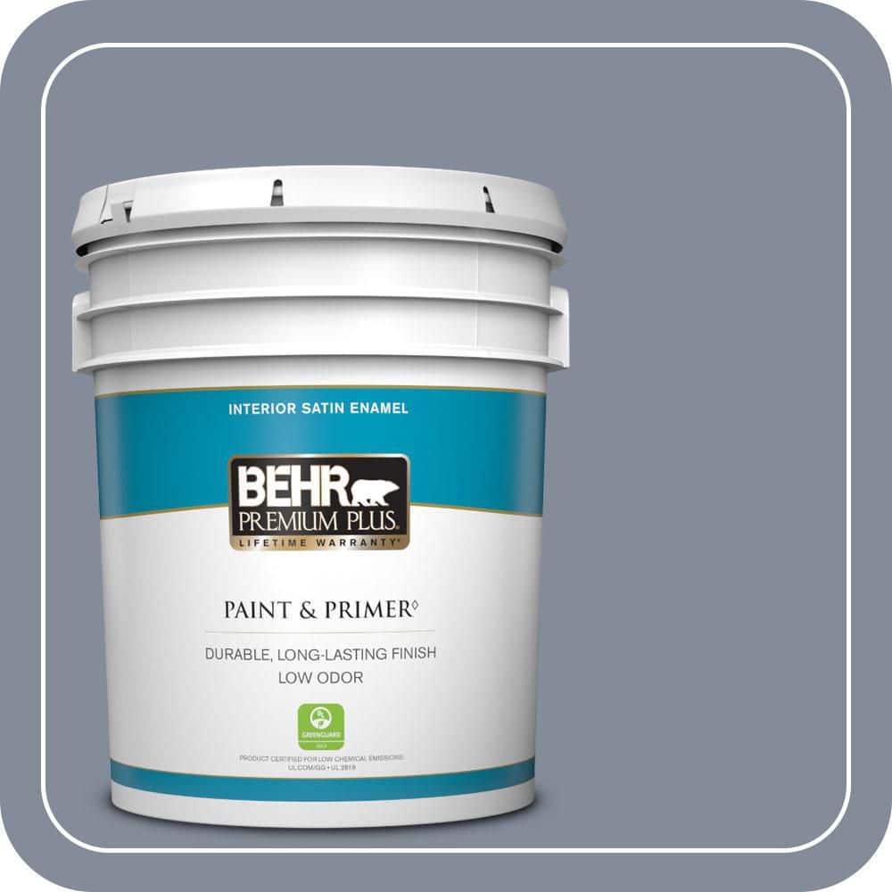 BEHR PREMIUM PLUS 5 gal. #PPU15-08 River Tour Satin Enamel Low Odor Interior Paint & Primer