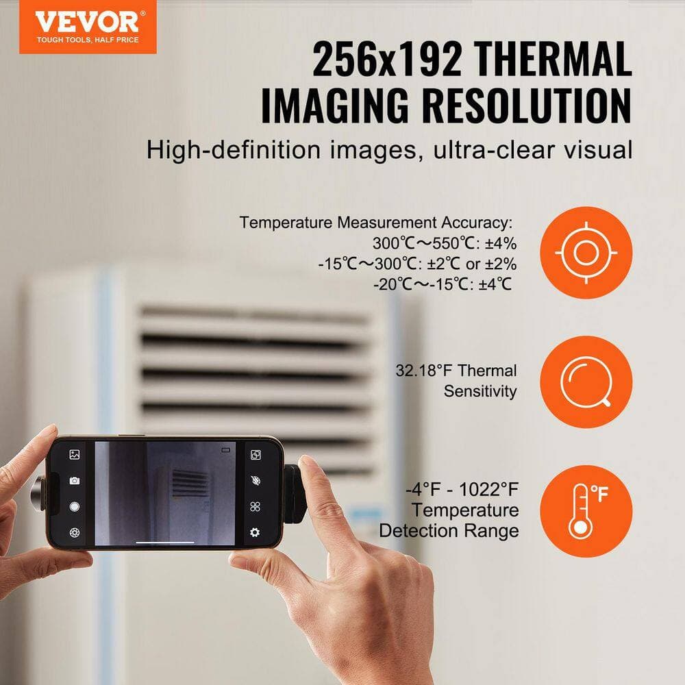 VEVOR Thermal Imaging Camera 256x192 IR Resolution 49152 Pixel WiFi Infrared Camera 25 Hz -4°F to 1022°F (2)