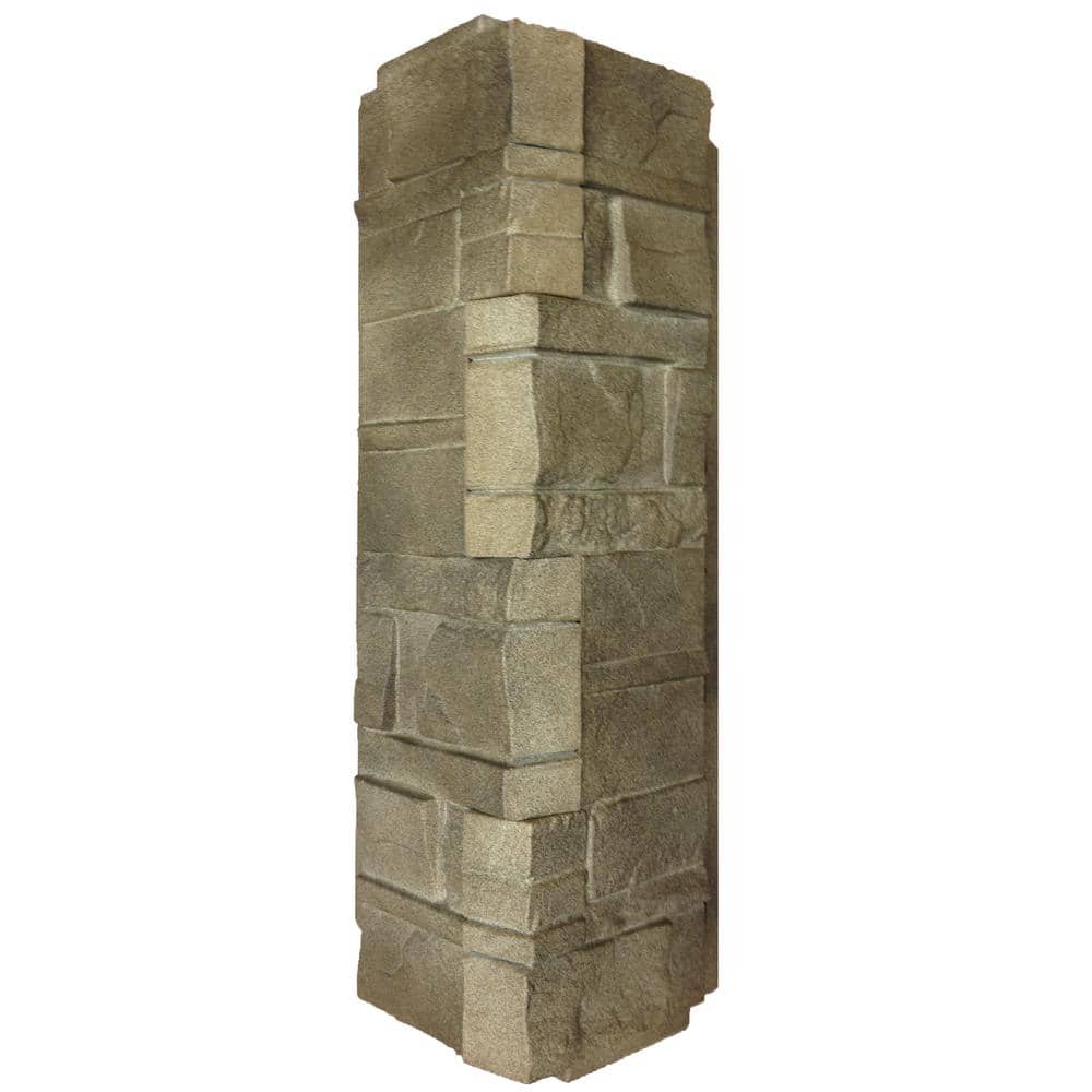 Novik 16 in. x 5.88 in. Dry Stacked Stone Corner Vinyl Siding in Brownstone (5-Case) (1)