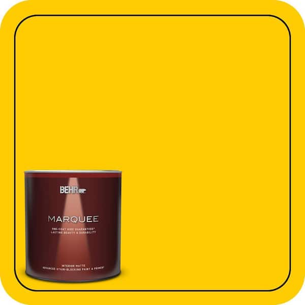 BEHR PREMIUM PLUS #380B-7 Marigold Flat Interior/Exterior Paint & Primer Color Sample (4)