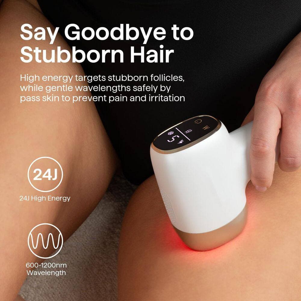 Wudkey 1-Piece Bath Accessory Set in White, IPL Hair Removal Device, Bare It for Face Body Bikini, Long-Lasting Result Painless (3)