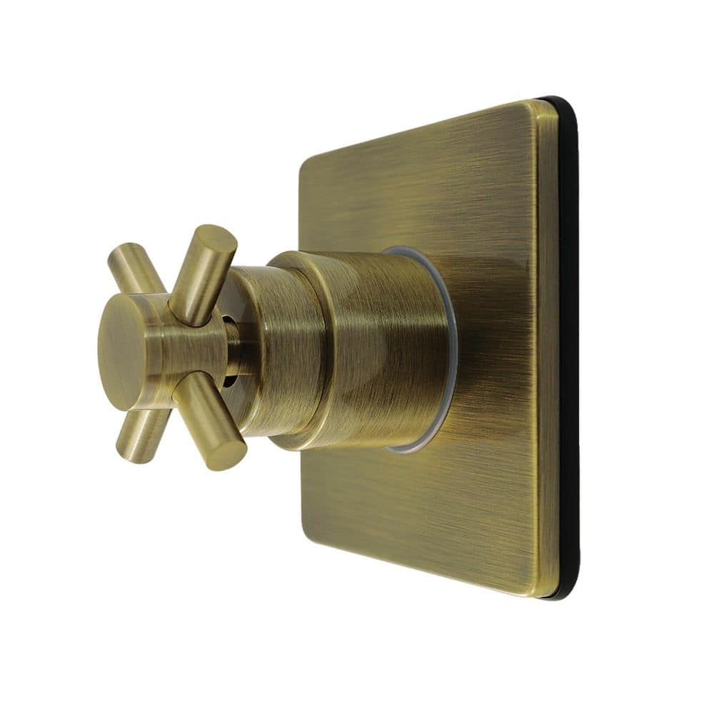 Kingston Brass Concord 3/4 in. Single-Handle 1-Hole Wall Mount 6-Way Diverter Valve with Trim Kit in Antique Brass (1)