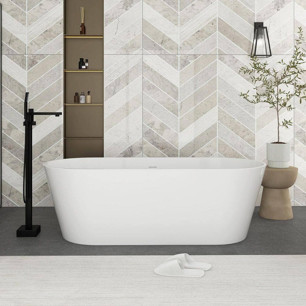 Boosicavelly 67 in. x 29 in. Acrylic Freestanding Soaking Bathtub in Glossy White (3)
