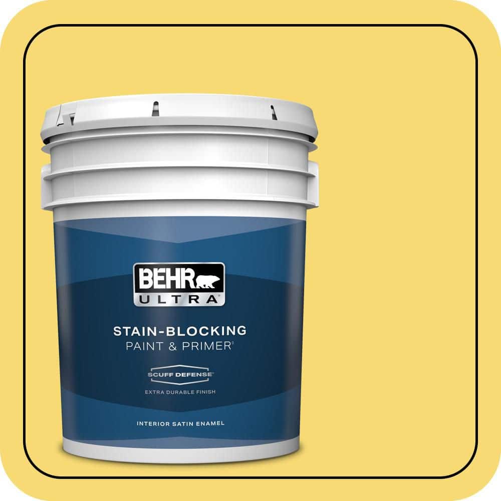 BEHR ULTRA 5 gal. #P310-5 Solar Energy Extra Durable Satin Enamel Interior Paint & Primer
