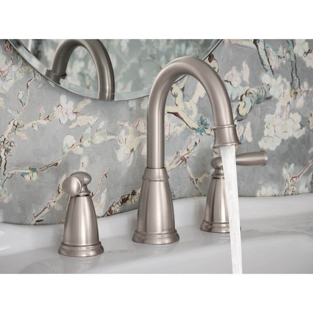 MOEN Banbury 8 in. Widespread Double Handle High-Arc Bathroom Faucet in Spot Resist Brushed Nickel (Valve Included) (3)