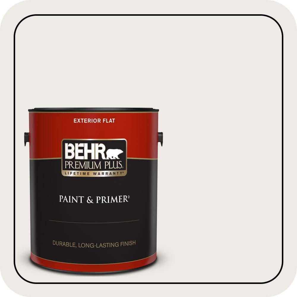 BEHR PREMIUM PLUS 1 gal. #740A-1 Downy Fluff Flat Exterior Paint & Primer