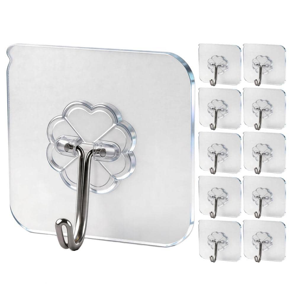 Unbranded Transparent Heavy Duty Adhesive Wall Hooks with 33 lbs Load Capacity and Waterproof Design 10 Pack (1)