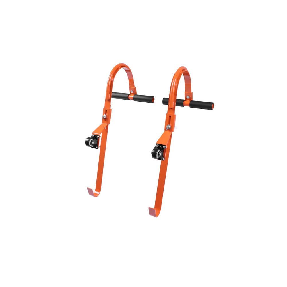 Laybus Ladder Roof Hook Ridge Aluminum Ladder Stabilizer 500 lb. for Roof Safety Tool with Wheel, Orange, 2 Pcs (1)