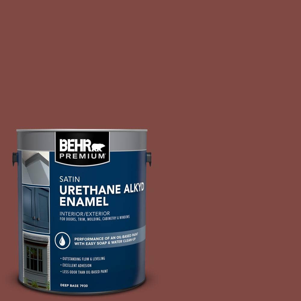 BEHR PREMIUM 1 gal. #SC-112 Barn Red Urethane Alkyd Satin Enamel Interior/Exterior Paint (1)
